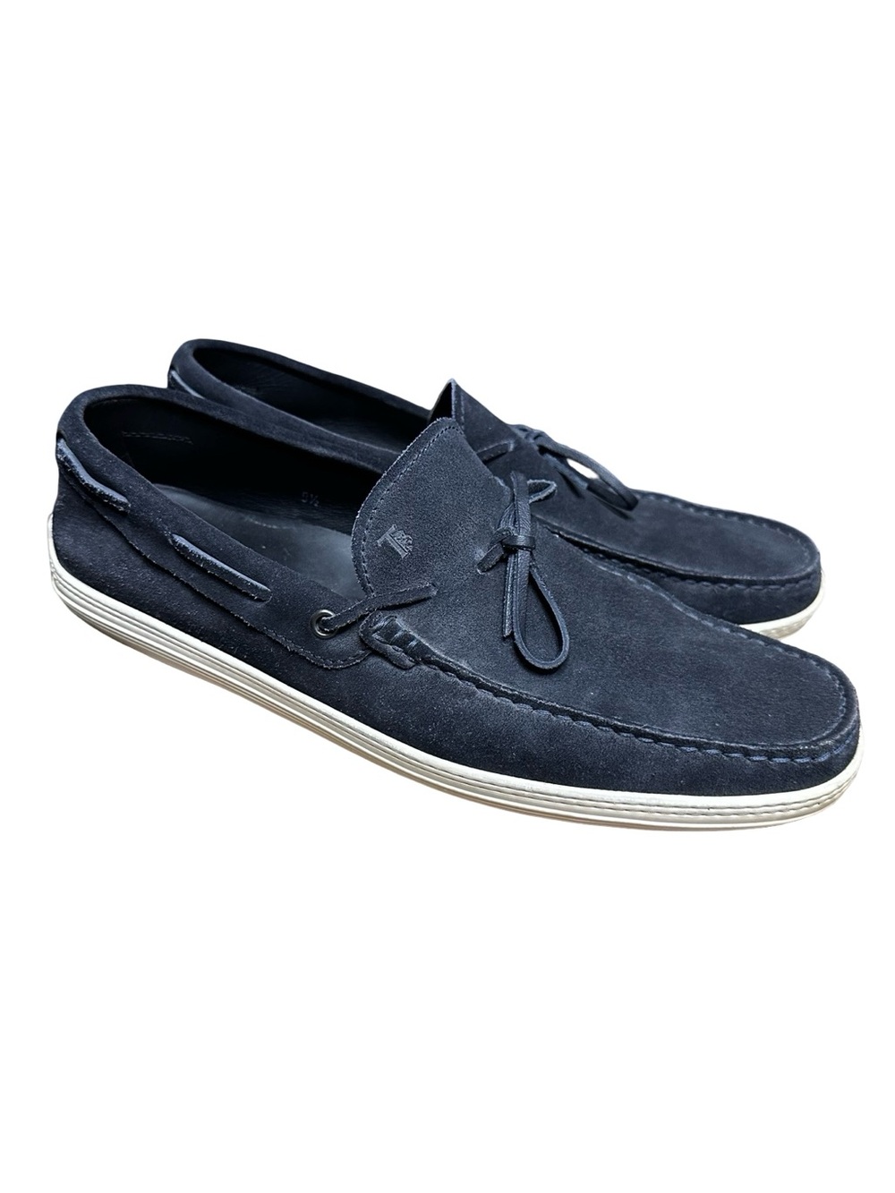 TODS Mens Loafers Gommino Driving Boat Deck Shoes Size 9.5 Dark Blue Suede